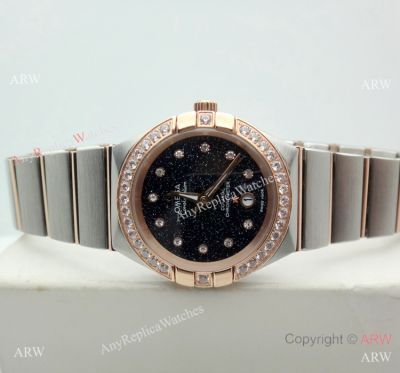 Omega Watch Replica Constellation Two Tone Rose Gold Sky Moon Dial Watch